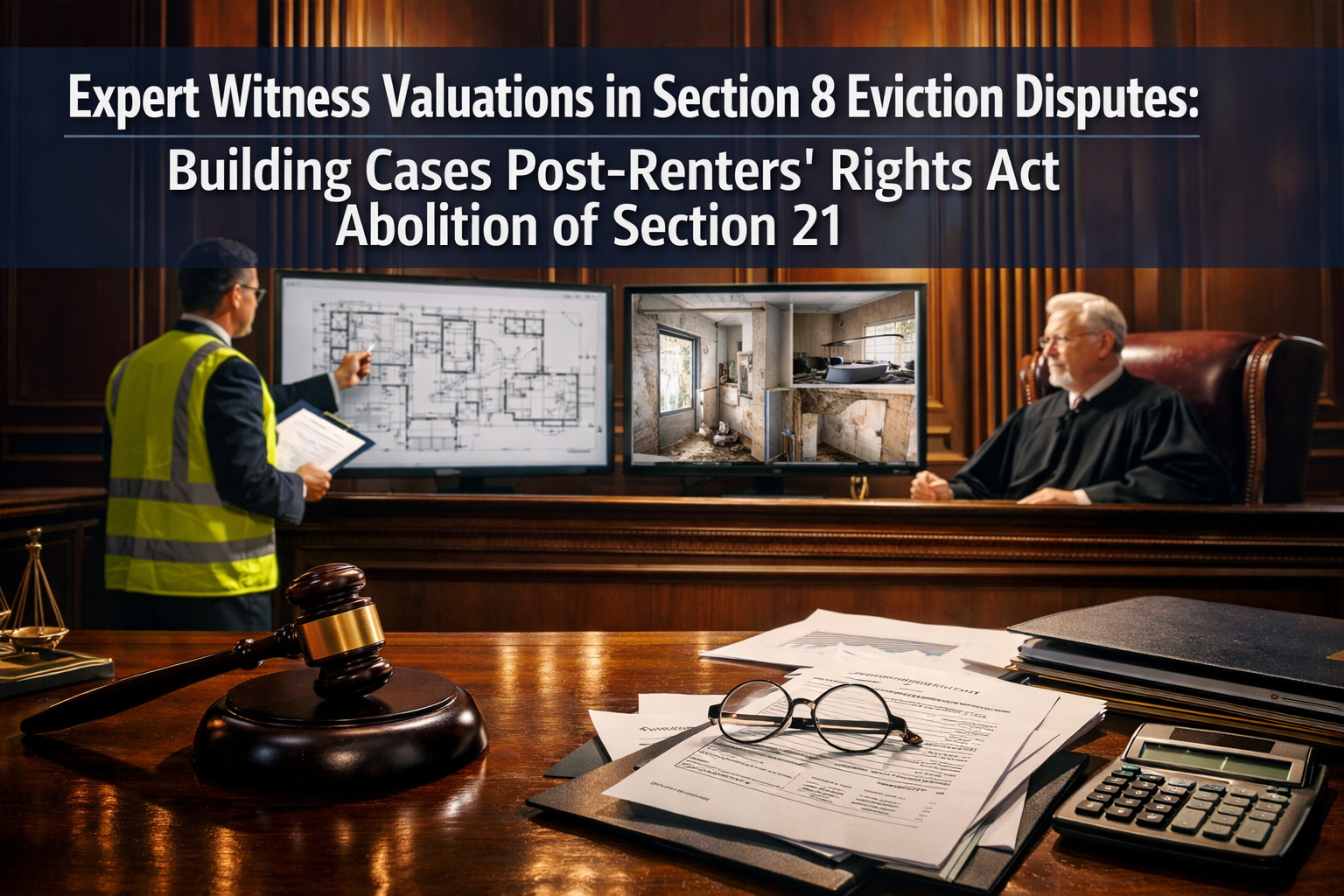 Professional () hero image featuring 'Expert Witness Valuations in Section 8 Eviction Disputes: Building Cases Post-Renters'