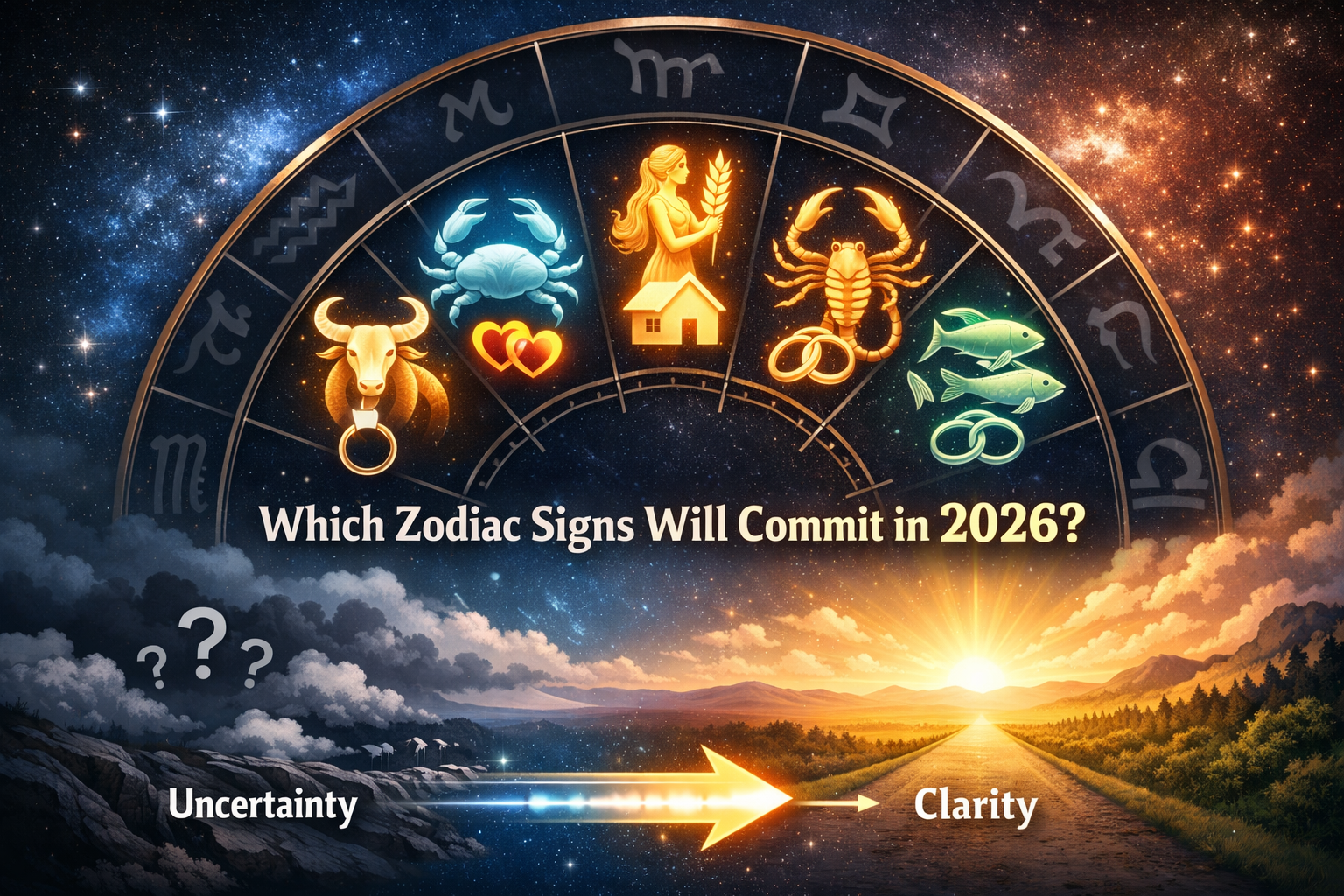 () image displaying a stylized zodiac wheel with specific zodiac signs (Taurus, Cancer, Virgo, Scorpio, Capricorn, Pisces)