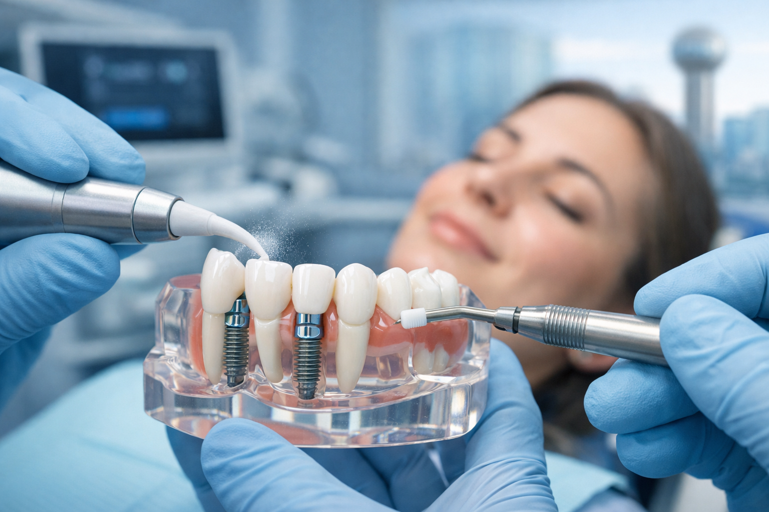 Professional implant cleaning procedure