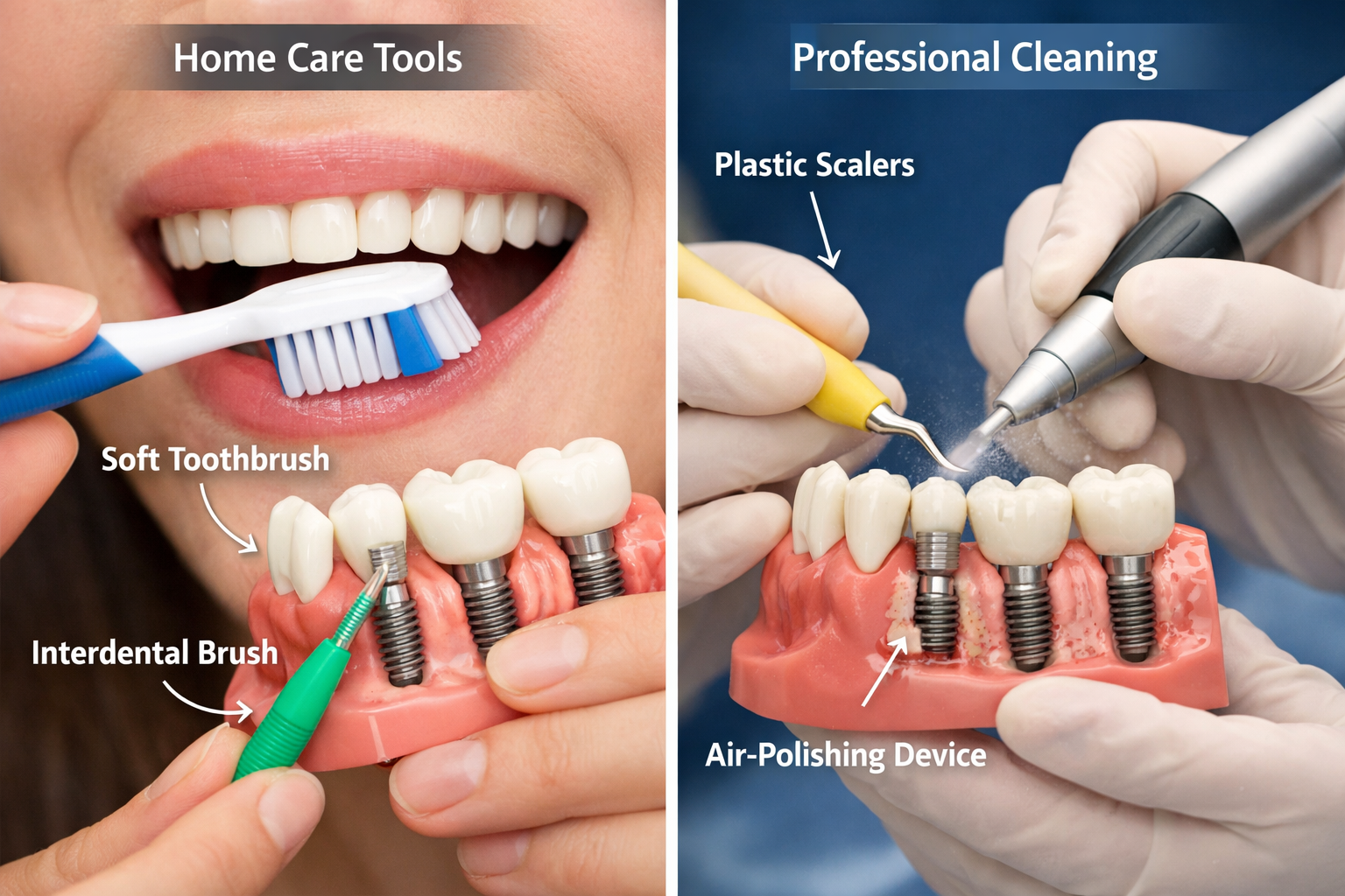 Professional implant cleaning procedure