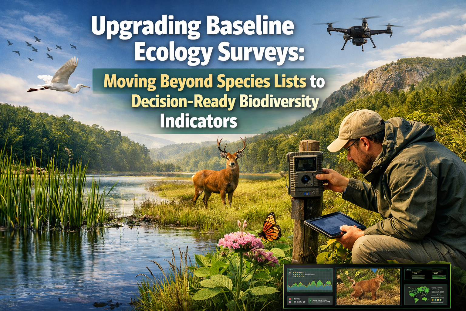 Professional landscape hero image () with : "Upgrading Baseline Ecology Surveys: Moving Beyond Species Lists to