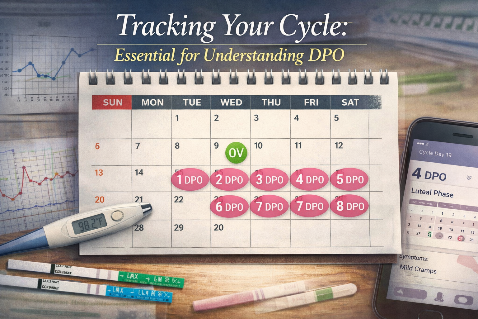 A () image featuring a clear, stylized calendar highlighting specific dates to track DPO. Include subtle overlays of