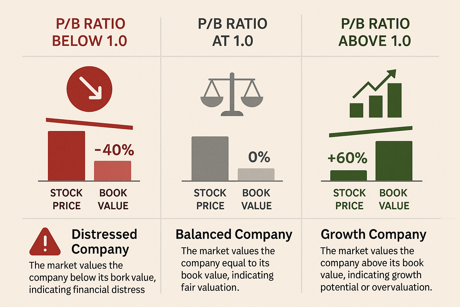 Comparative visualization chart (1536x1024) displaying three company examples in landscape orientation. Three vertical columns showing compa