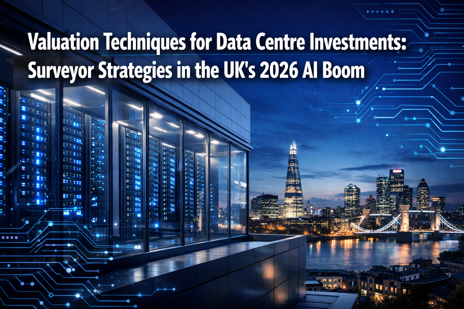 Professional () hero image with 'Valuation Techniques for Data Centre Investments: Surveyor Strategies in the UK's 2026 AI