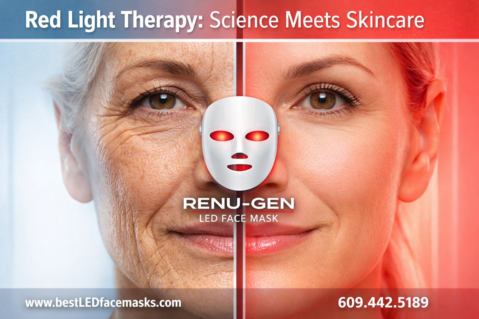 () editorial illustration showing a close-up split-screen comparison: left side shows aging skin with fine lines and