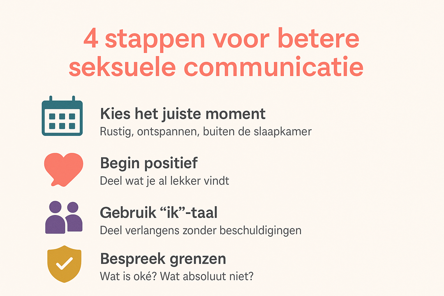 Professional landscape infographic (1536x1024) for section "Praat open over jullie verlangens en grenzen". Type: Visual Guide Infographic. S