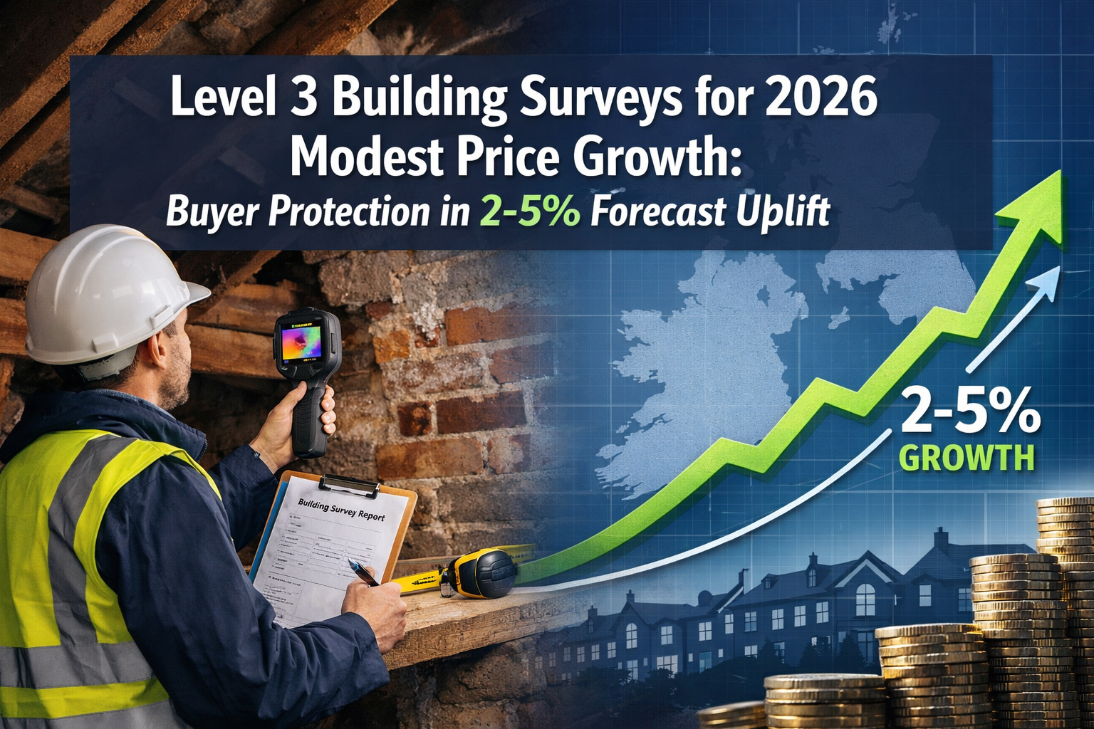 Professional () hero image with 'Level 3 Building Surveys for 2026 Modest Price Growth: Buyer Protection in 2-5% Forecast
