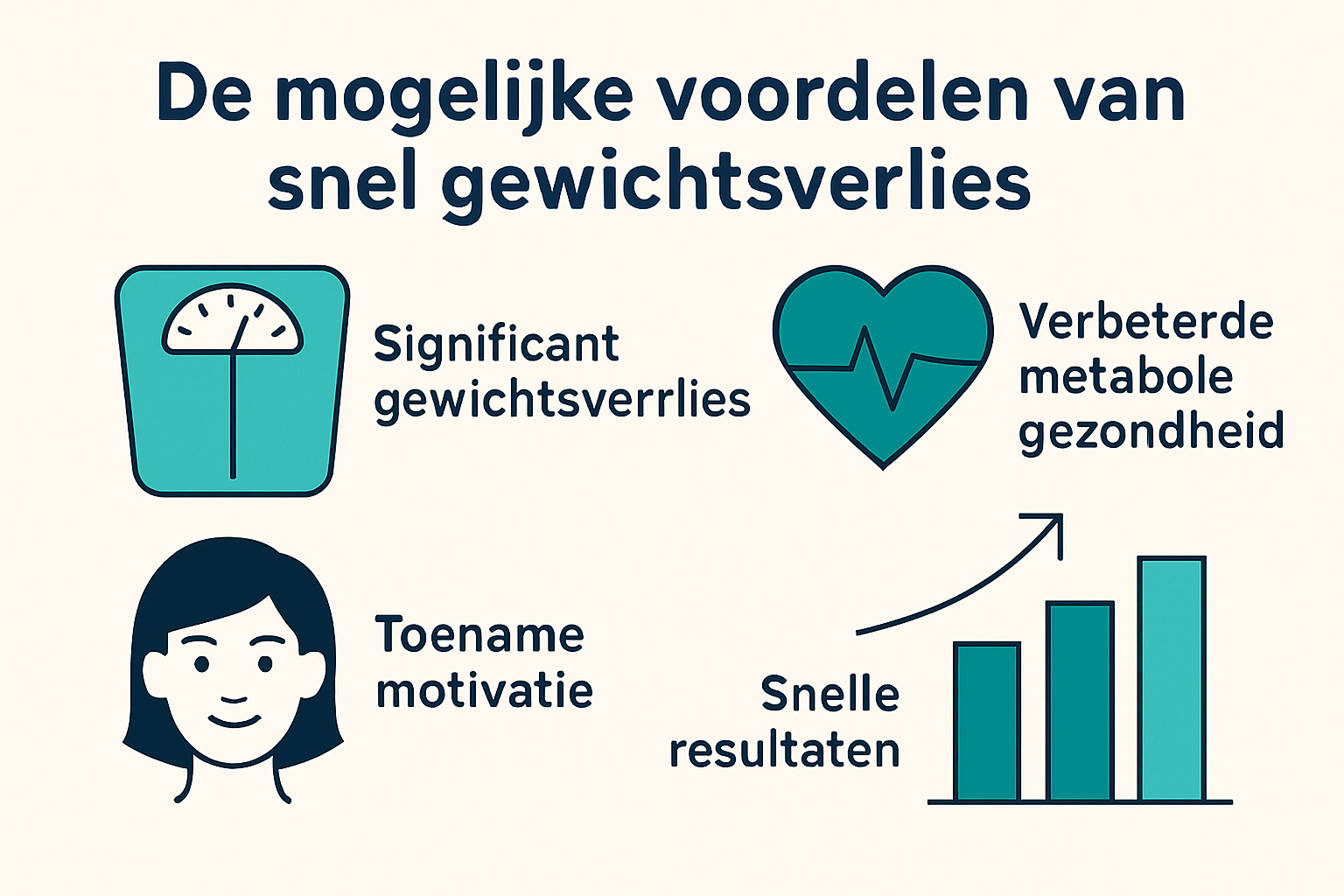 Professional landscape infographic (1536x1024) for article "10 kilo afvallen in 1 maand dieet: voordelen en grote risico's", section: "De mo