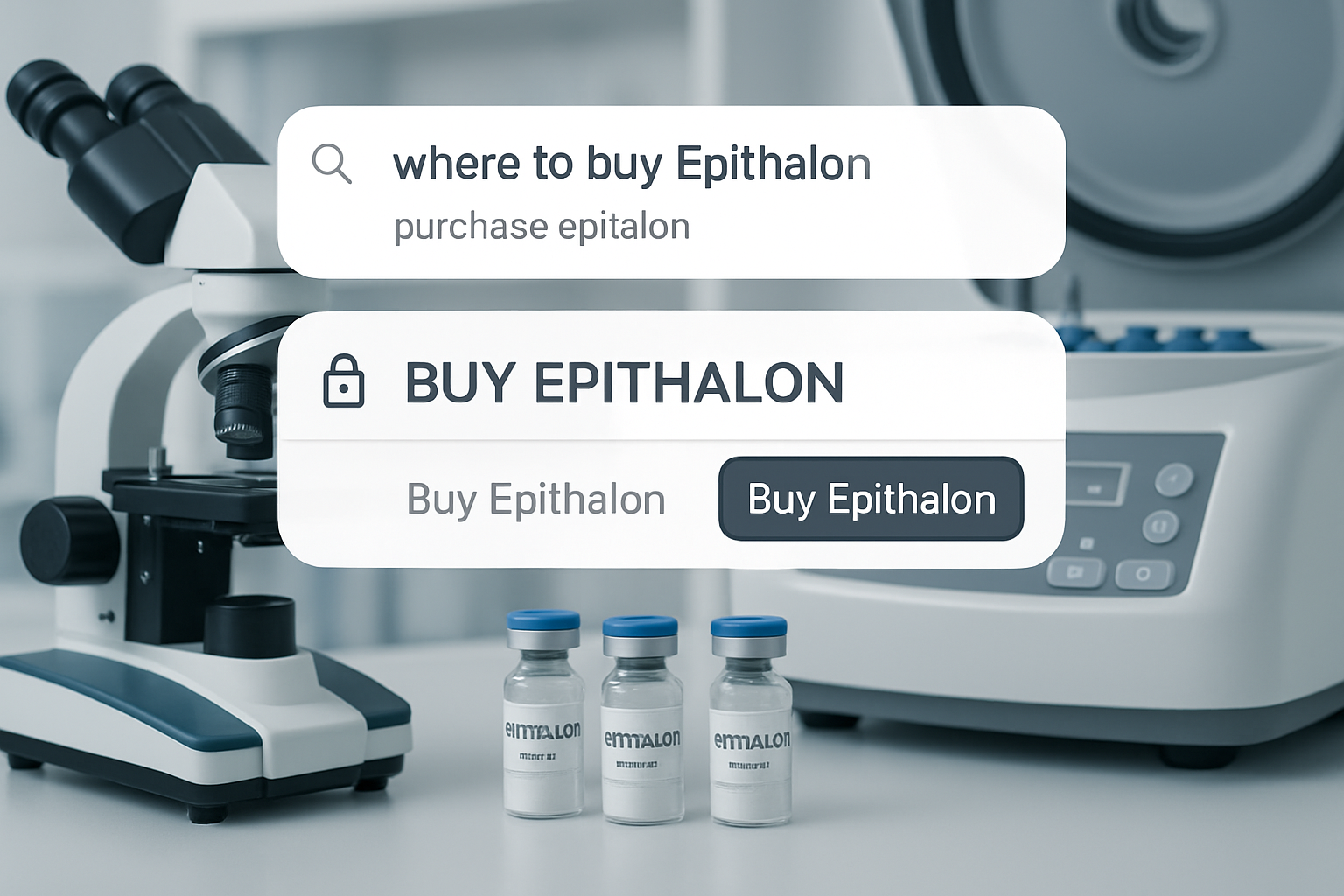 A composite image featuring various research tools and laboratory equipment, such as microscopes, centrifuges, and peptide vials, symbolizin