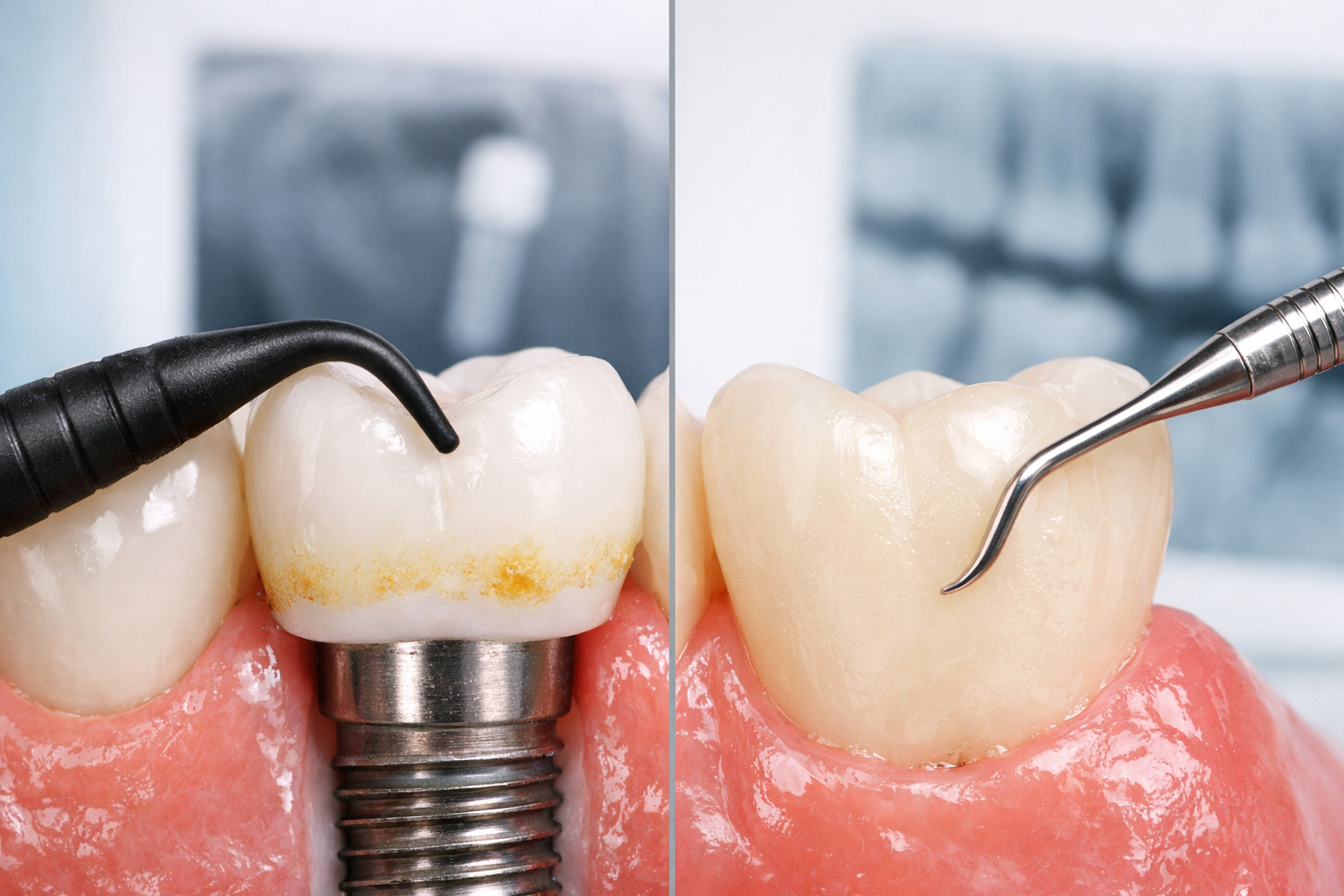 Implant scaling vs polishing
