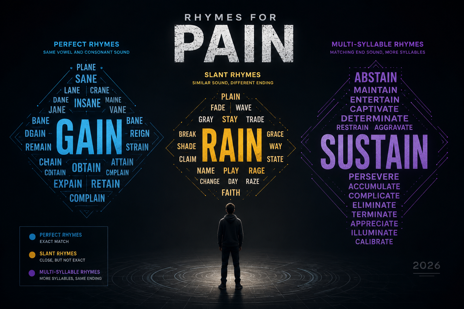 What Are Some Common Words That Rhyme With Pain?