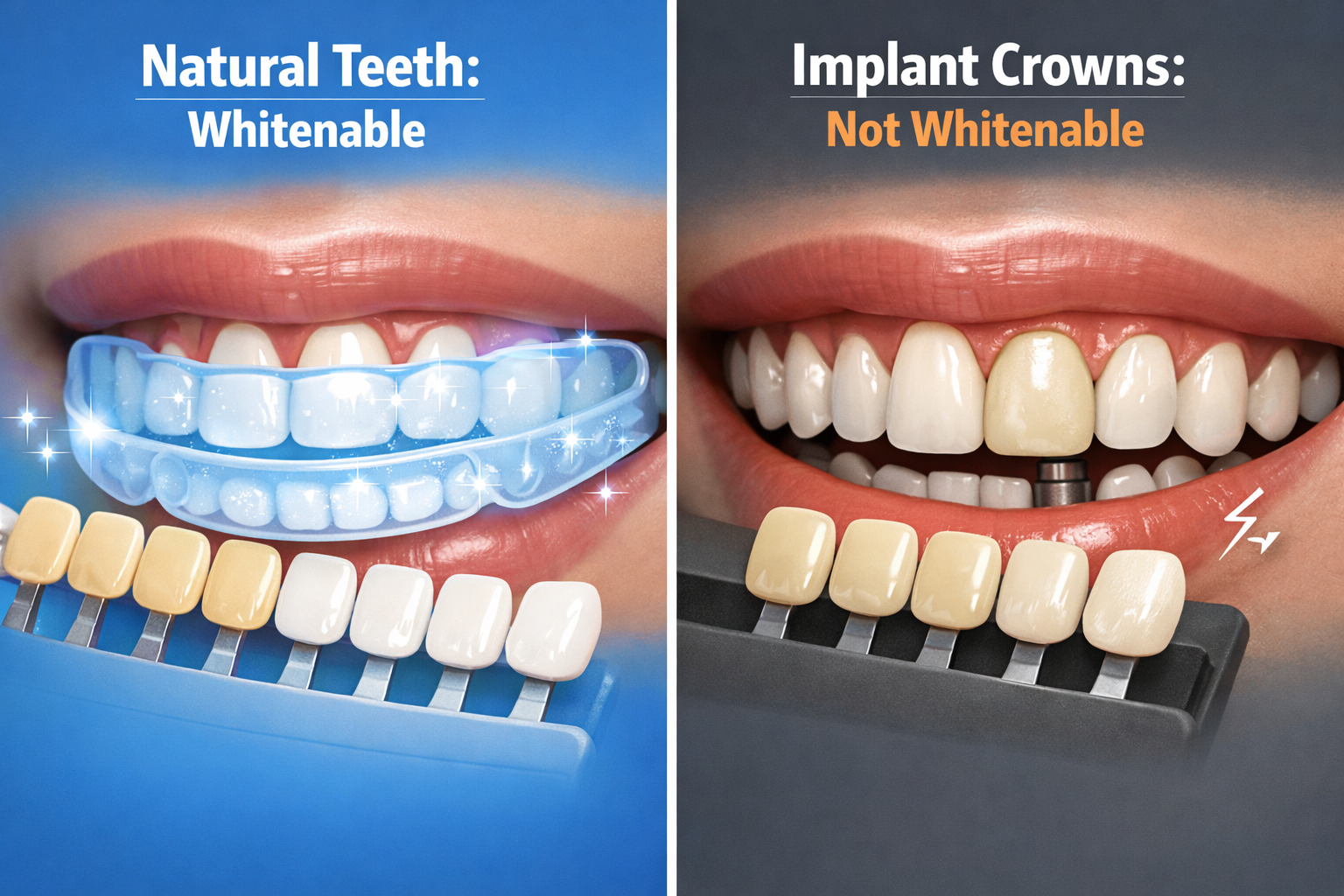Can you whiten dental implant crowns or do they stain
