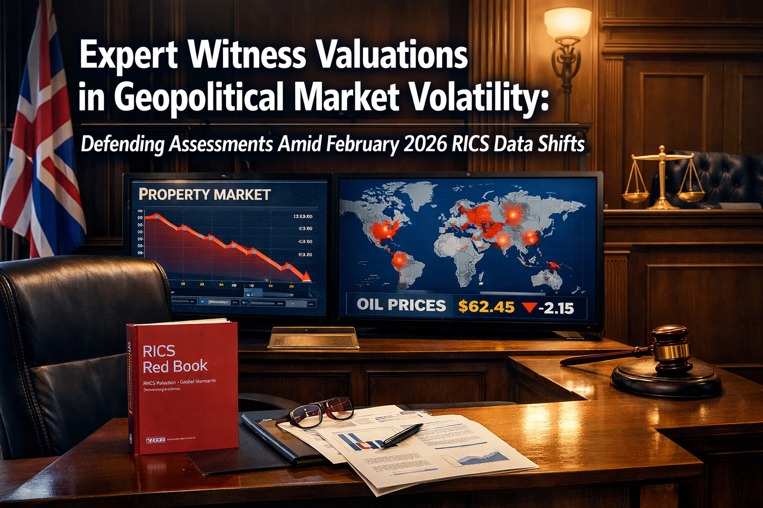Professional () hero image featuring 'Expert Witness Valuations in Geopolitical Market Volatility: Defending Assessments