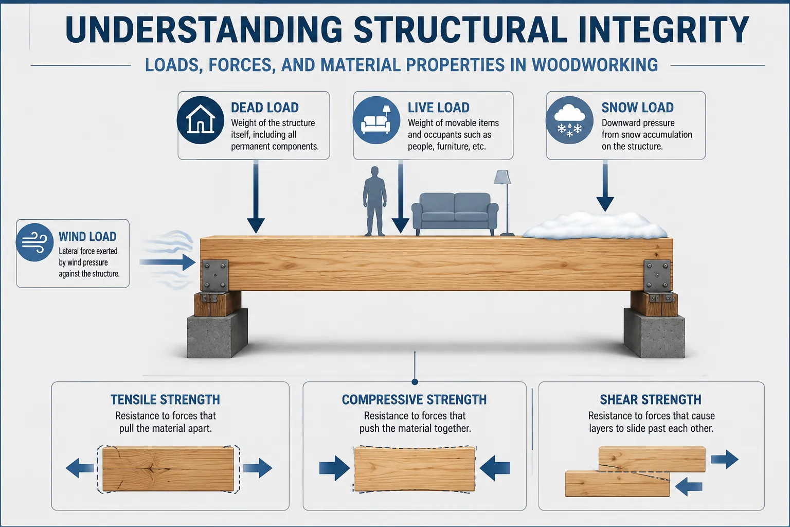 Understanding Structural Integrity: Loads, Forces, and Material Properties in Woodworking
