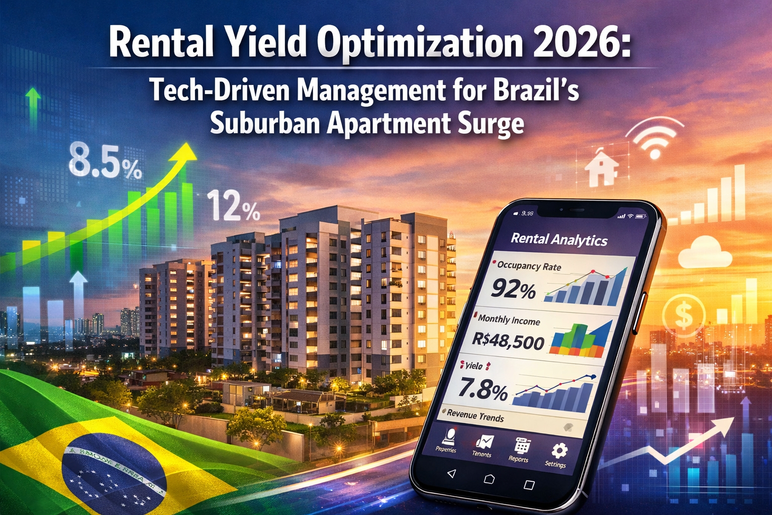 Professional () hero image with 'Rental Yield Optimization 2026: Tech-Driven Management for Brazil's Suburban Apartment