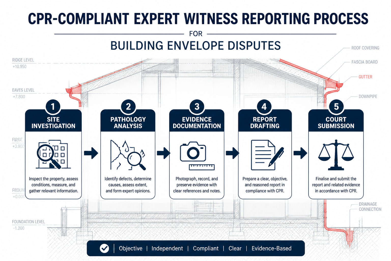 Detailed () infographic-style editorial image depicting a structured flowchart diagram of the CPR-compliant expert witness