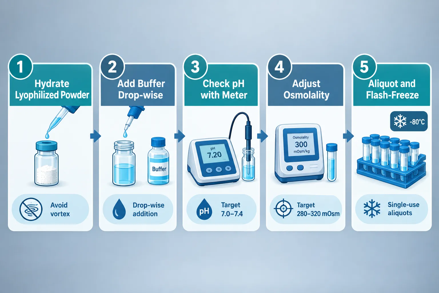 Osmolality, Freeze, Thaw Cycles, and Practical Reconstitution Controls
