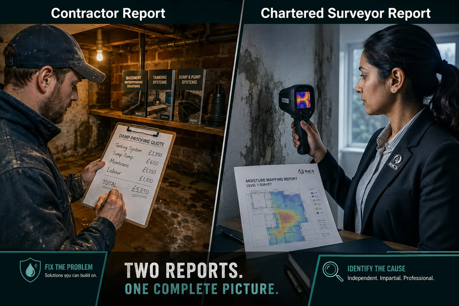 When Professional Damp Investigation in UK Homes Requires a Chartered Surveyor Instead of a Contractor