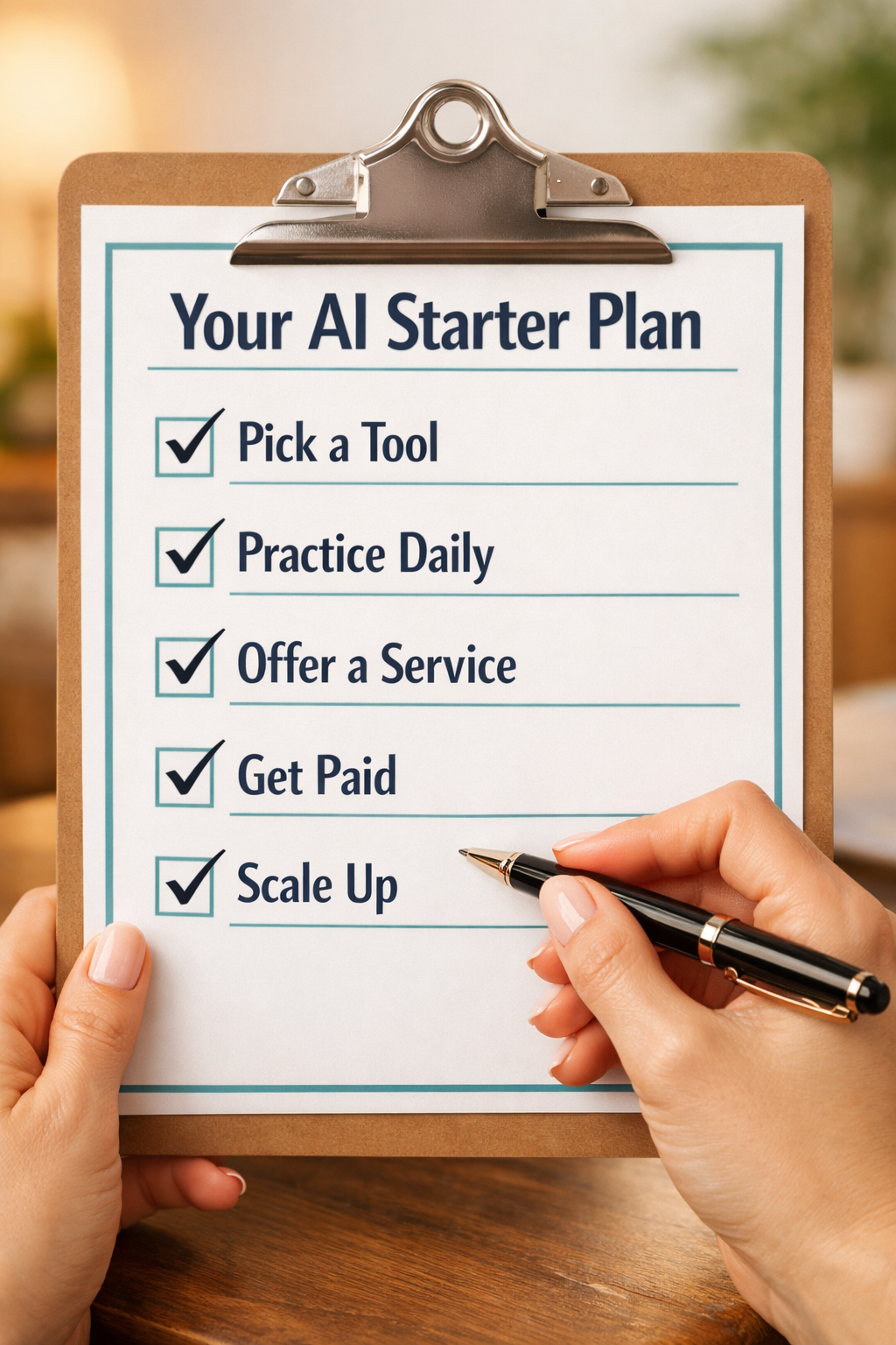 Portrait/Pinterest format () step-by-step checklist visual showing five numbered steps on a clean white card with teal