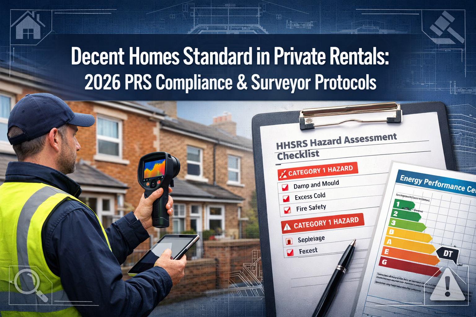 Professional () hero image featuring 'Decent Homes Standard in Private Rentals: 2026 PRS Compliance & Surveyor Protocols' in