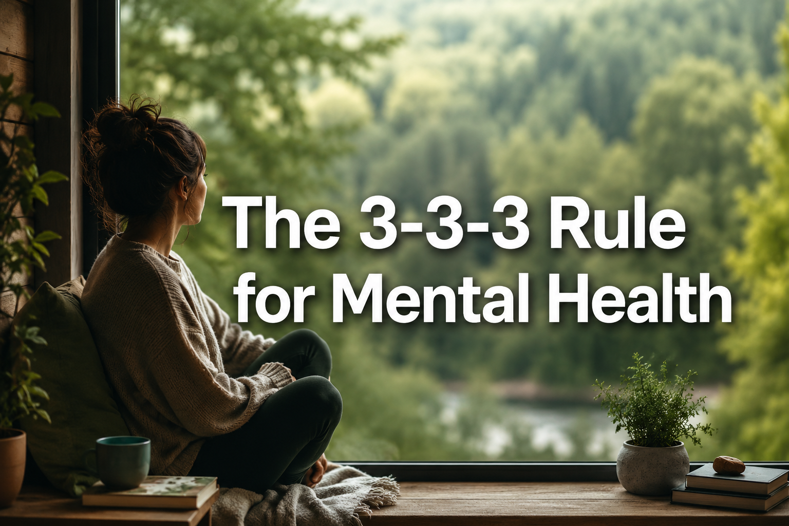 Professional () hero image with a , centered : 'The 3-3-3 Rule for Mental Health'. The text is in a modern , white with a