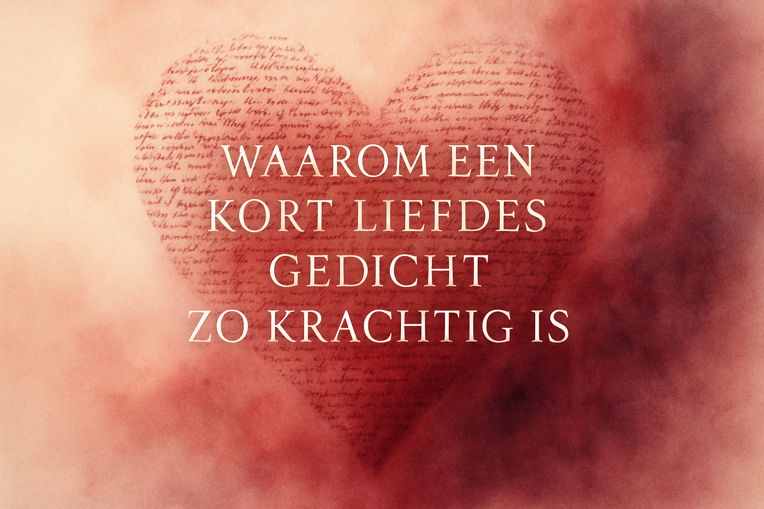 Emotional visual representation of 'Waarom een Kort Liefdes Gedicht Zo Krachtig Is', depicting an abstract heart composed of tiny handwritte