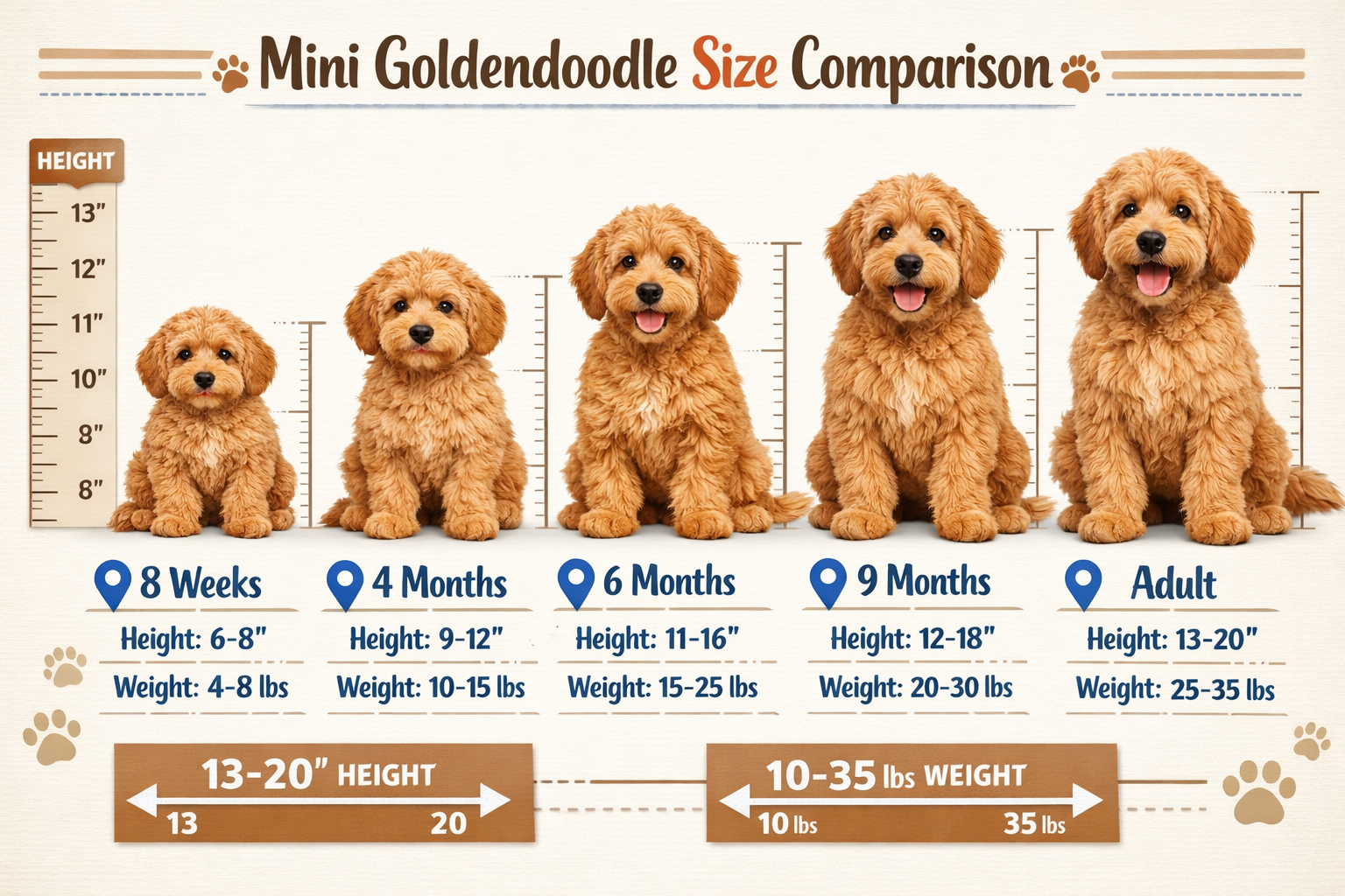 mini goldendoodle size comparison chart