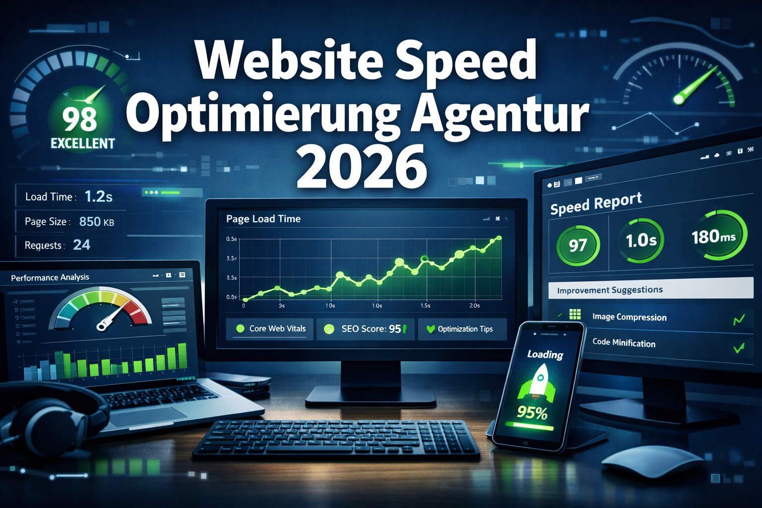 Professional landscape format (1536x1024) hero image featuring bold text overlay 'Website Speed Optimierung Agentur 2026' in extra large 72p - Website Speed Optimierung Agentur 1 Professional landscape format (1536x1024) hero image featuring bold text overlay 'Website Speed Optimierung Agentur 2026' in extra large 72p