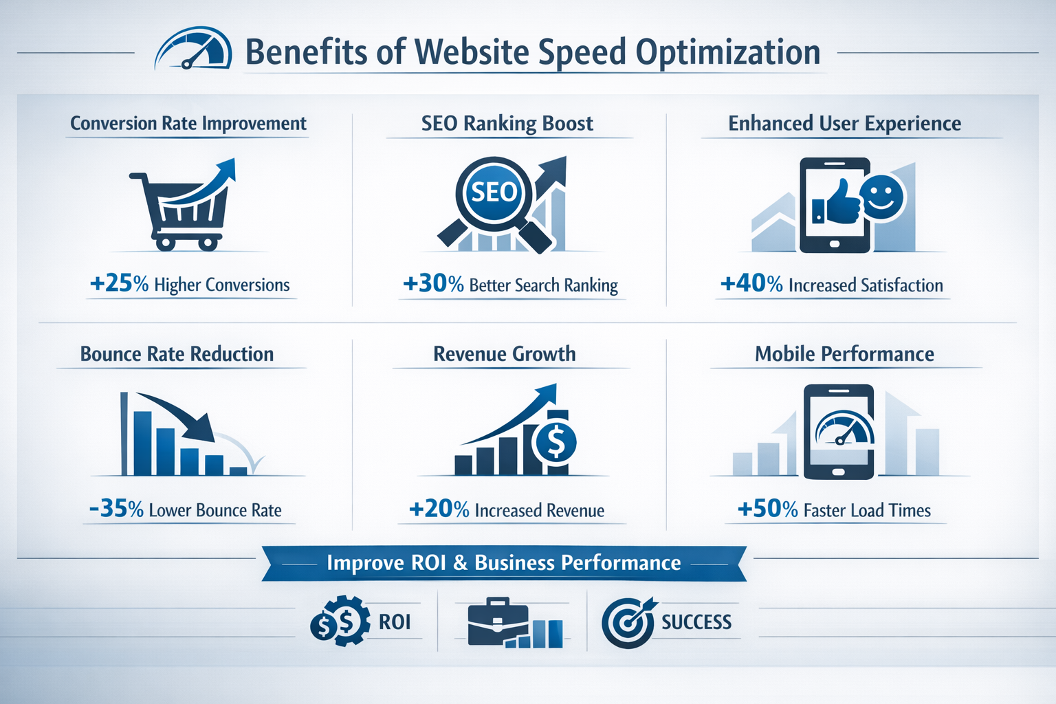 Landscape format (1536x1024) infographic displaying key website speed optimization benefits including conversion rate improvements, SEO rank - Website Speed Optimierung Agentur 11 Landscape format (1536x1024) infographic displaying key website speed optimization benefits including conversion rate improvements, SEO rank