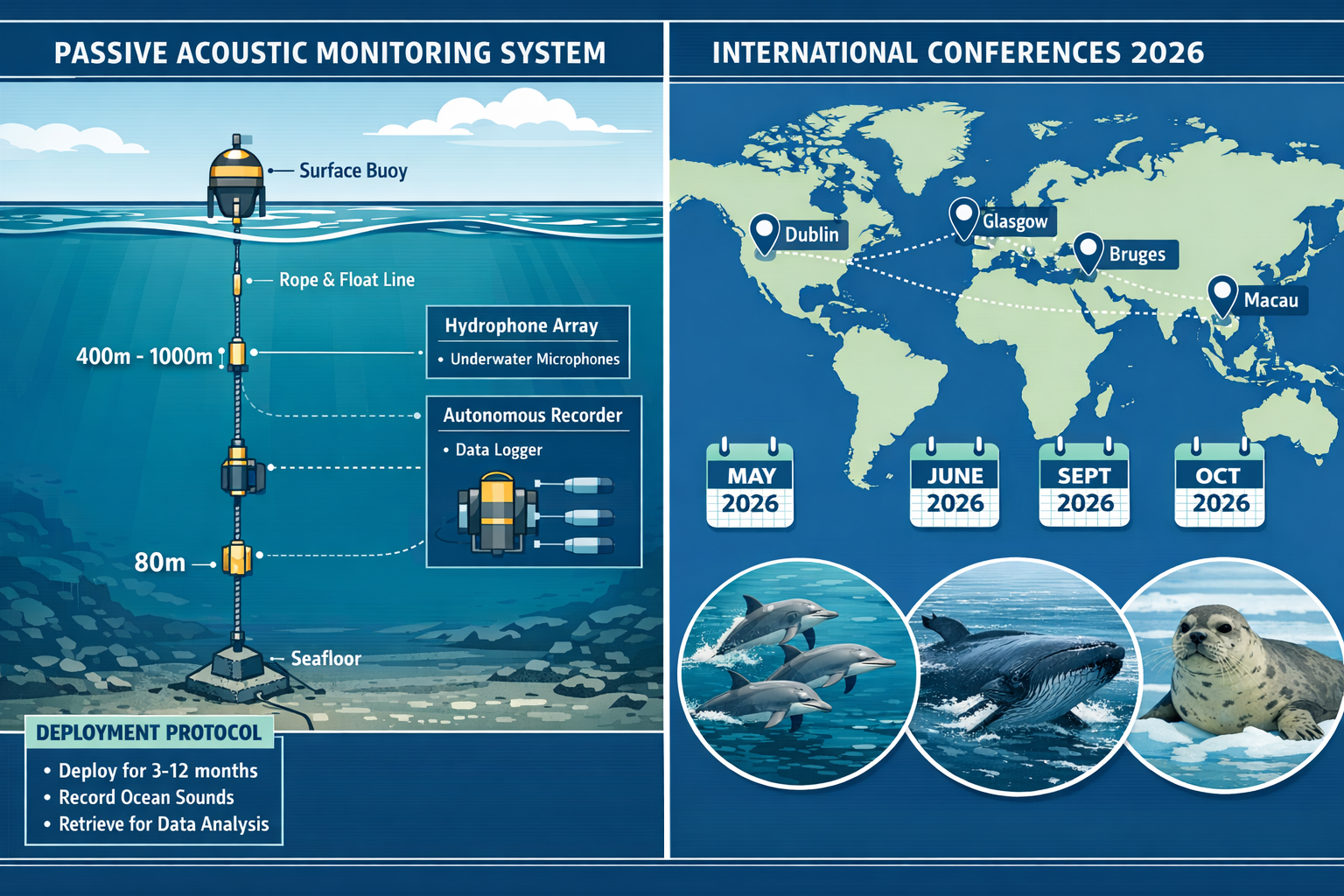 () editorial image showing split-screen composition: left side displays detailed technical diagram of passive acoustic