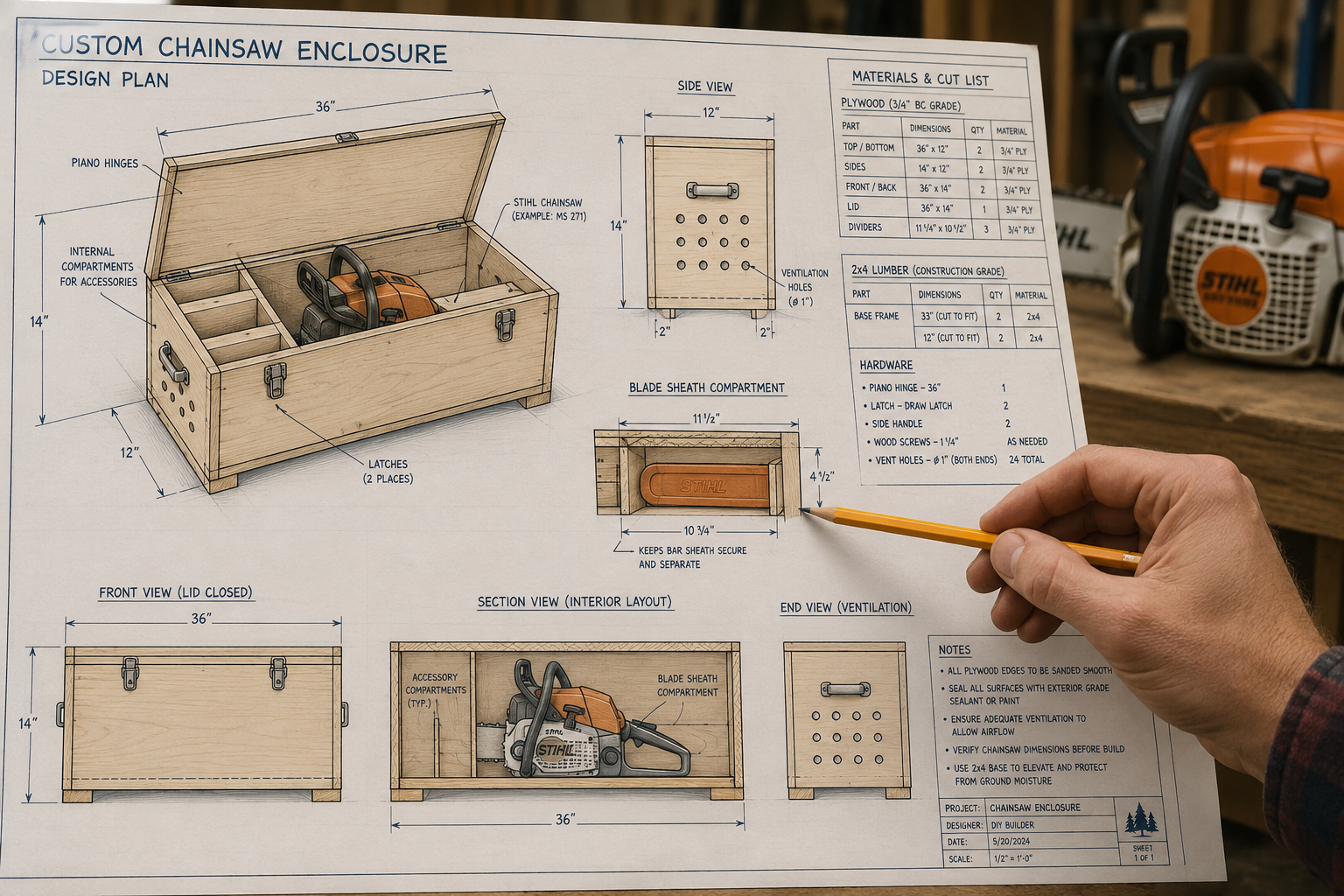 Design and Planning Your Custom Wooden Enclosure for Your Stihl Chainsaw