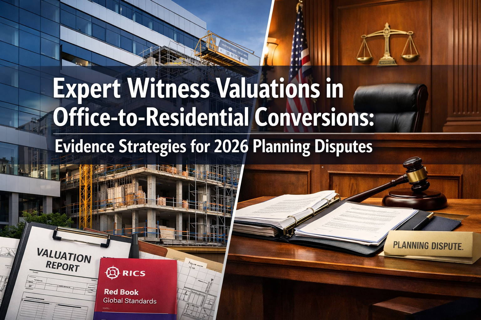 Professional () hero image featuring 'Expert Witness Valuations in Office-to-Residential Conversions: Evidence Strategies