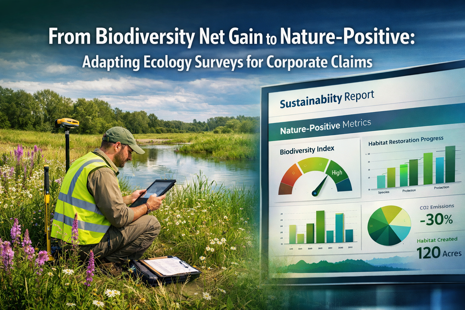 Professional () hero image with 'From Biodiversity Net Gain to Nature-Positive: Adapting Ecology Surveys for Corporate