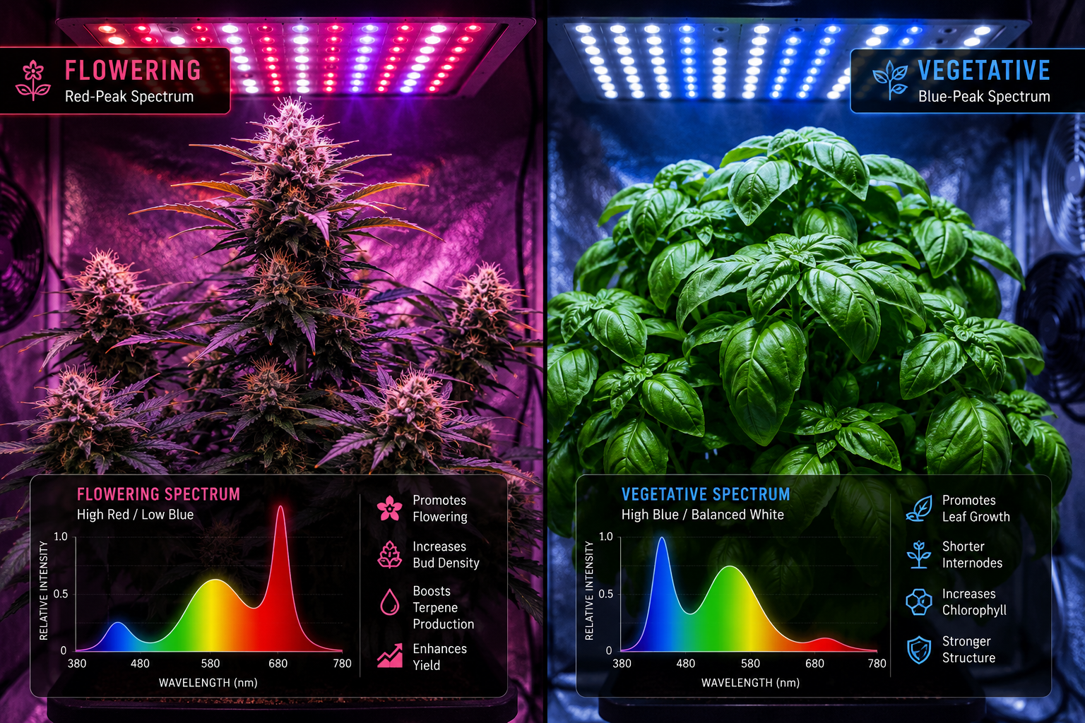 How are LED Grow Lights Different for Leafy Greens Versus Flowering Plants?