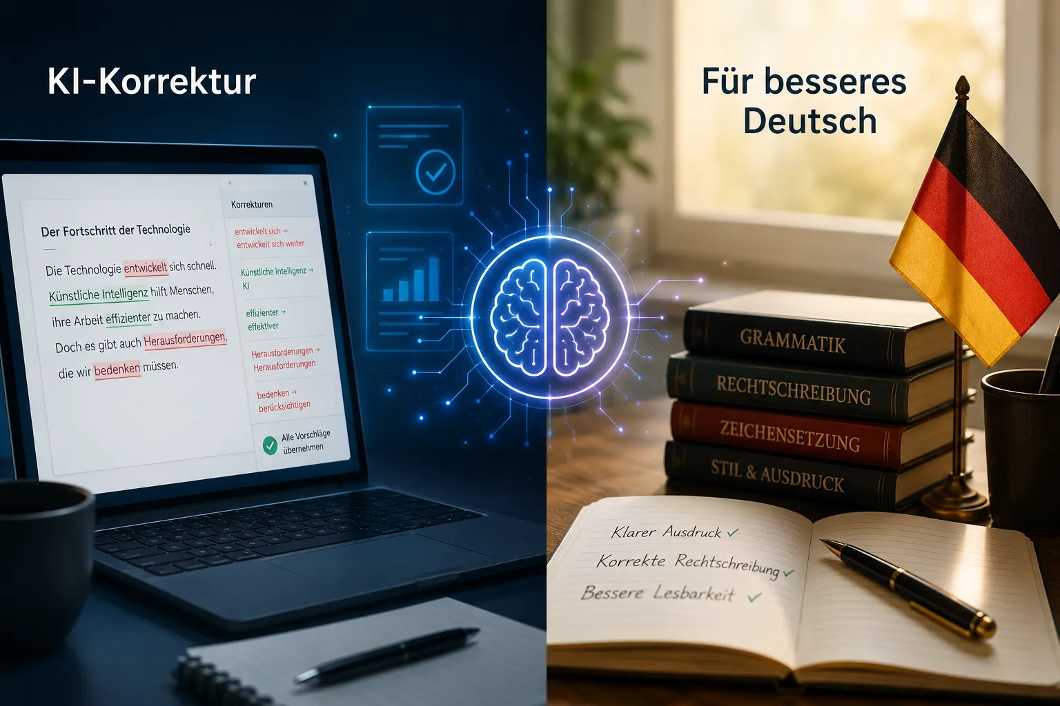 KI-Korrektur für deutsche Geschäftsdokumente und professionelles Schreiben