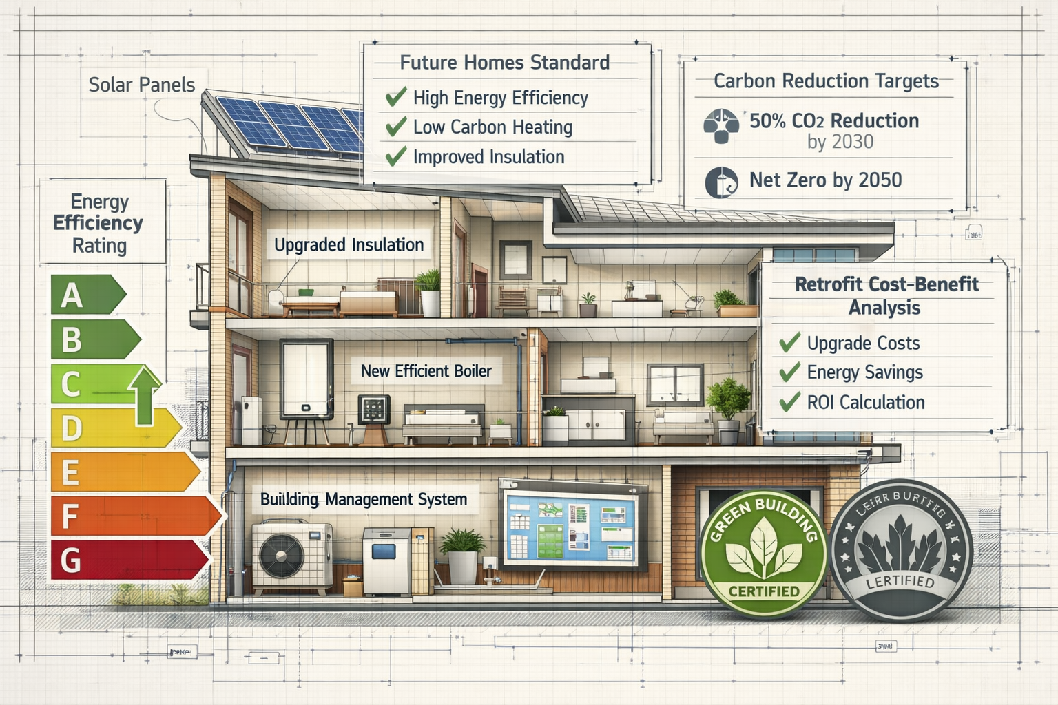 () conceptual image illustrating enhanced sustainability and retrofit assessment protocols for institutional property