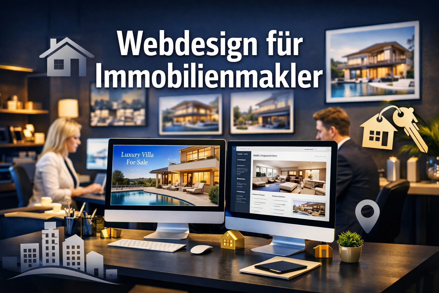 Professional landscape format (1536x1024) hero image featuring bold text overlay 'Webdesign für Immobilienmakler' in extra large 72pt white - Webdesign für Immobilienmakler 1 Professional landscape format (1536x1024) hero image featuring bold text overlay 'Webdesign für Immobilienmakler' in extra large 72pt white