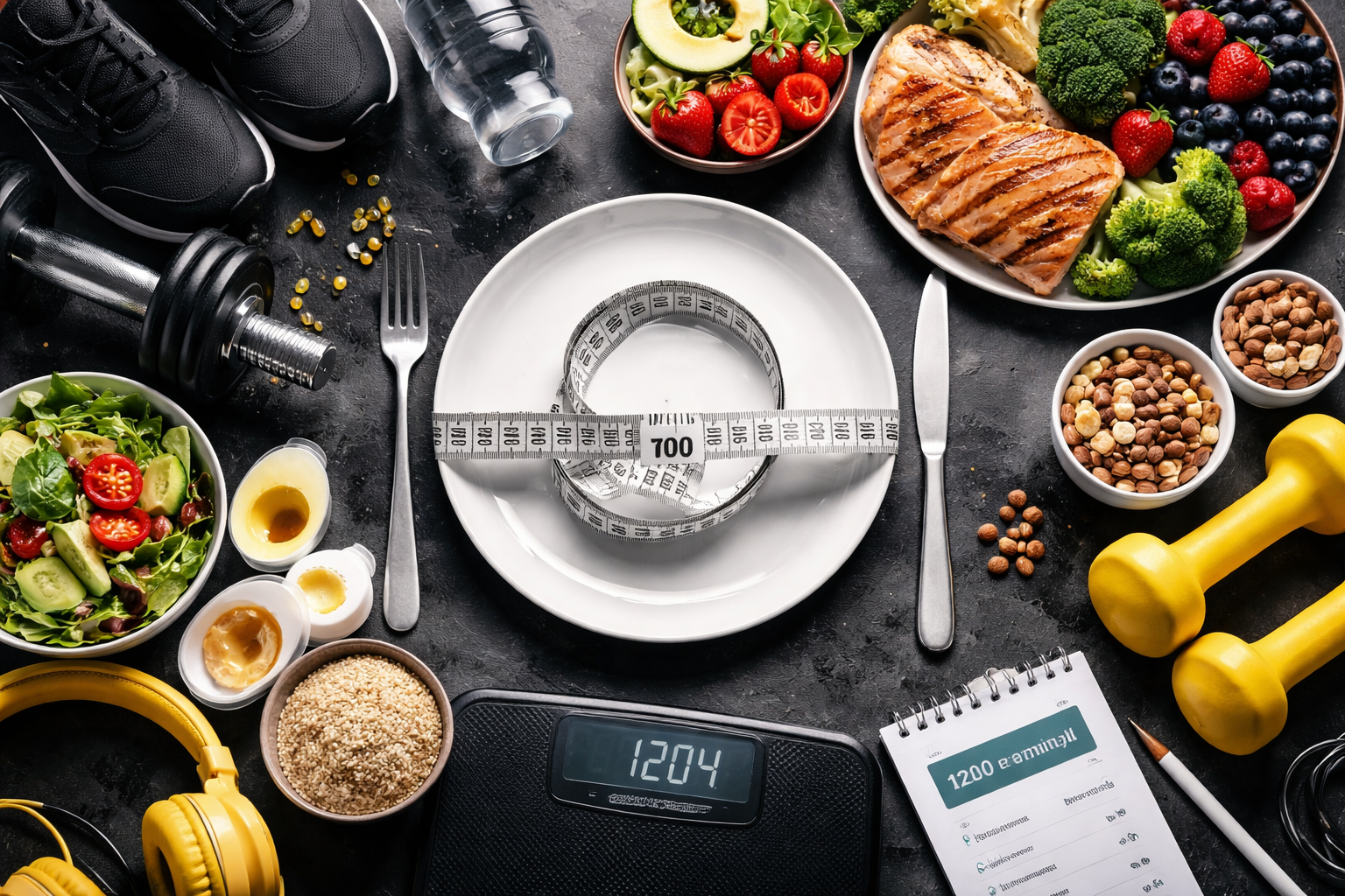 Professional landscape hero image (). Modern design, , , aesthetic. Background imagery relevant to: is a 700 calorie deficit