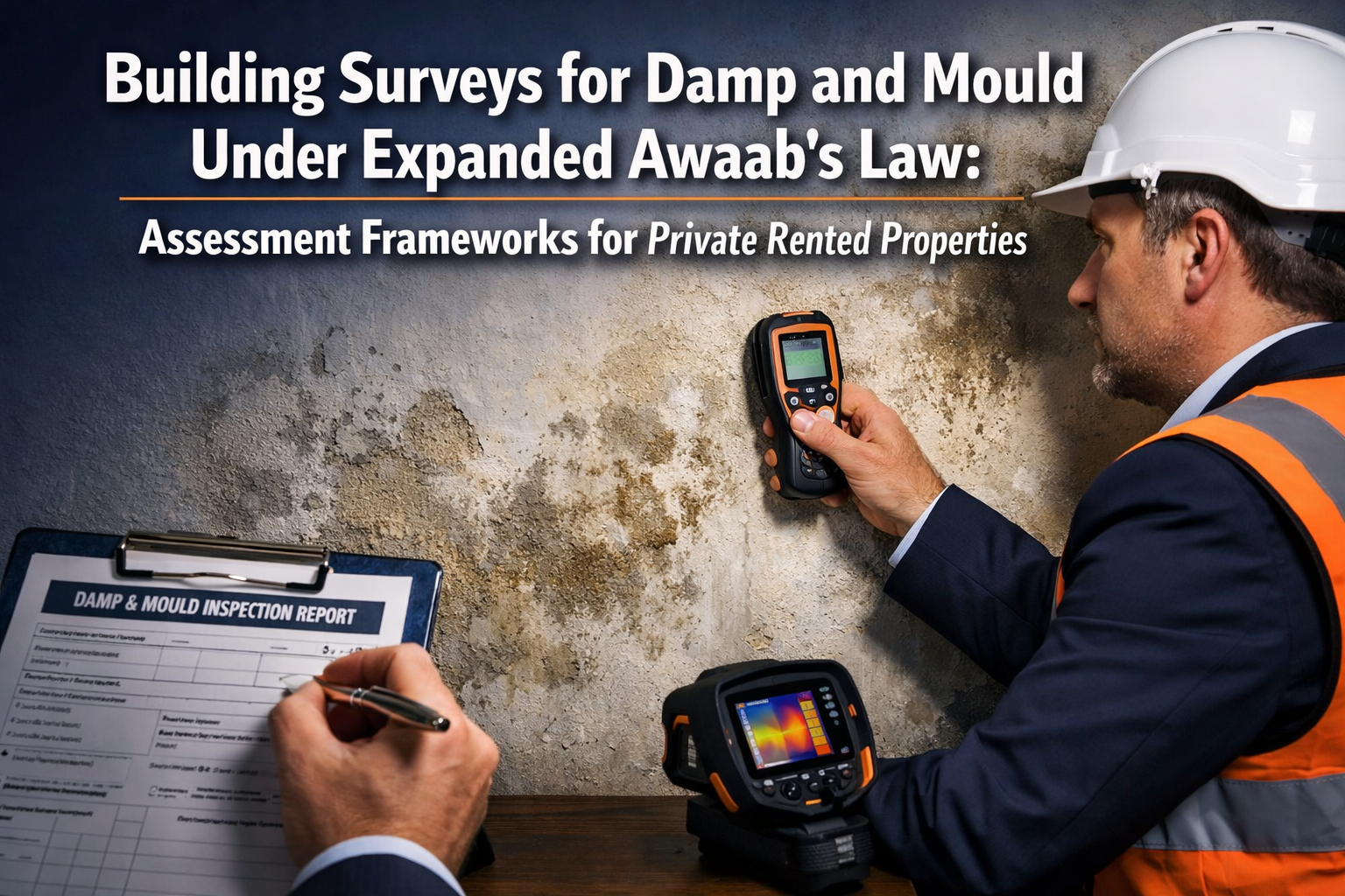 Professional () hero image with 'Building Surveys for Damp and Mould Under Expanded Awaab's Law: Assessment Frameworks for