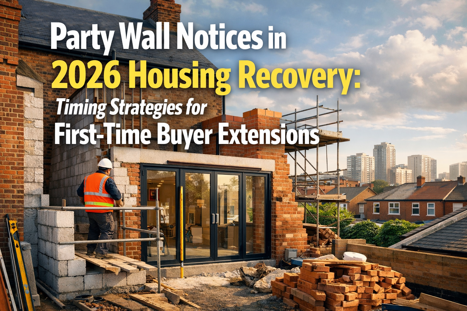 Professional landscape hero image () with : "Party Wall Notices in 2026 Housing Recovery: Timing Strategies for First-Time