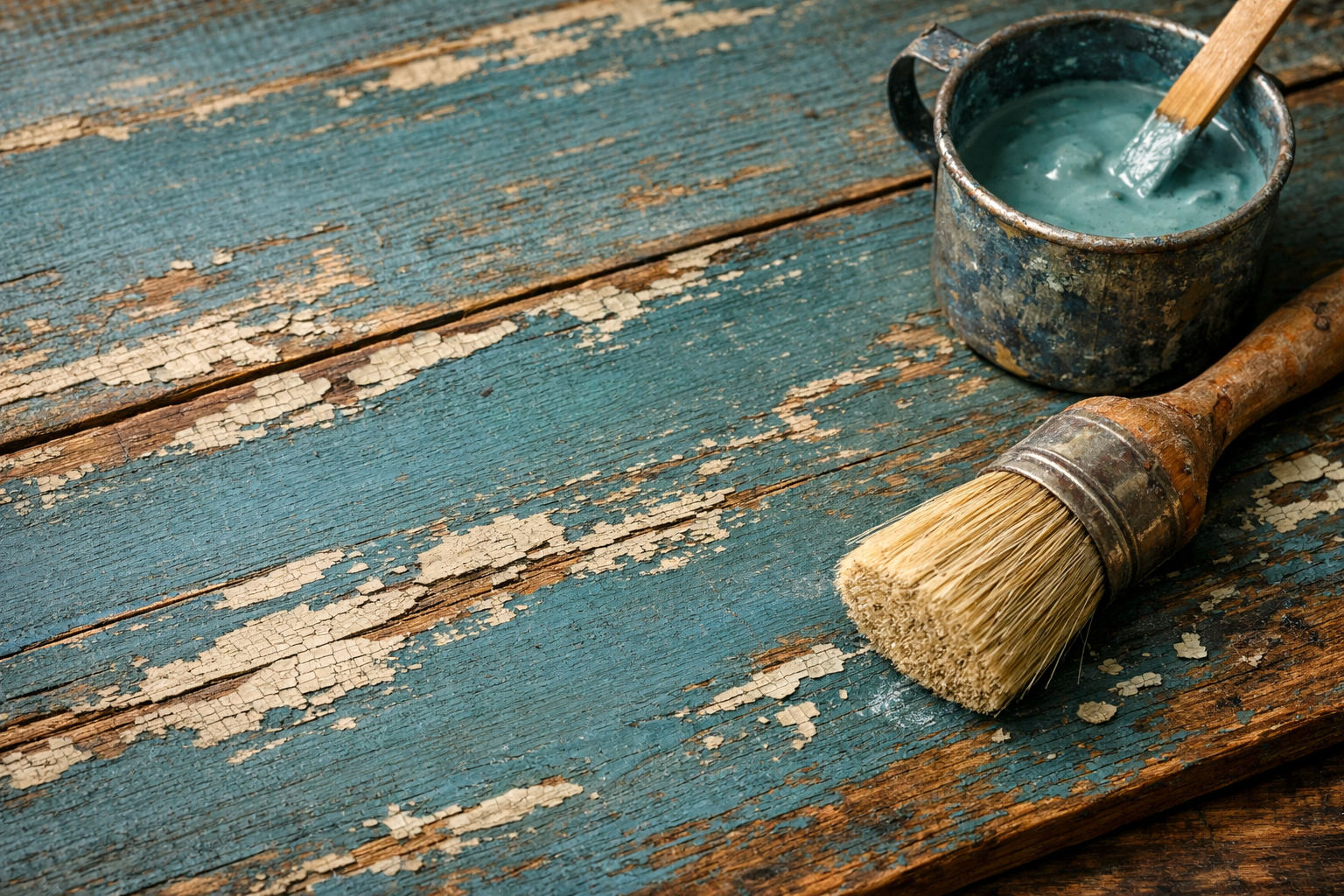 A close-up, matte texture and intentionally distressed areas where a contrasting base coat peeks through, highlighting the