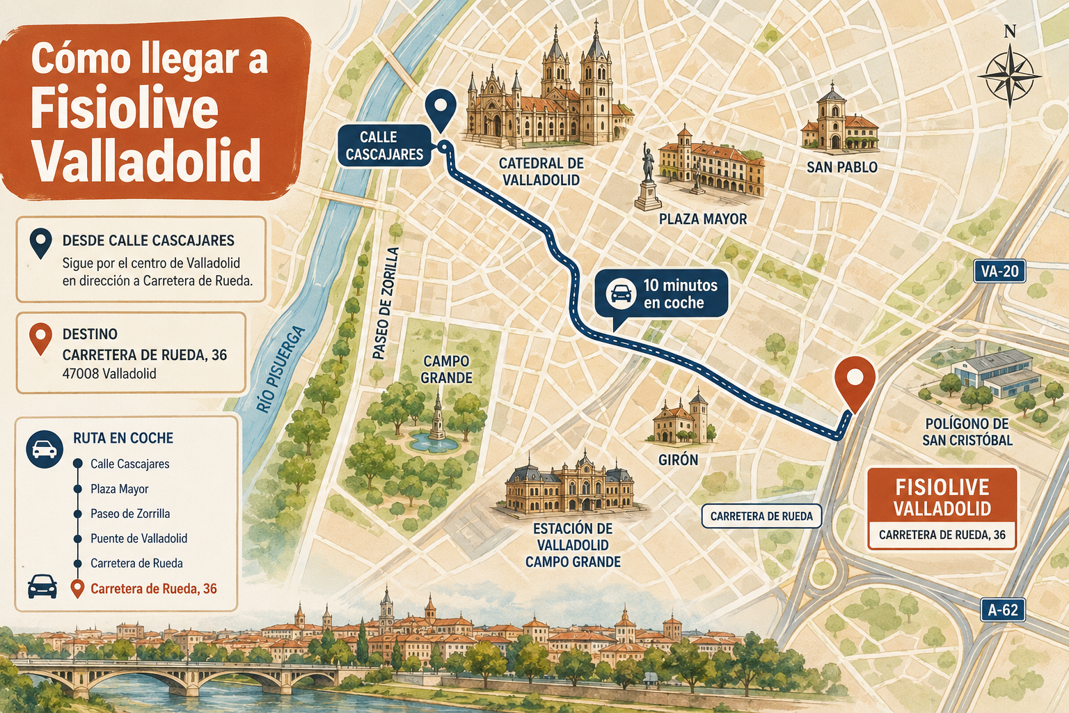 Cómo llegar al estudio podológico cerca de la Calle Cascajares, Valladolid
