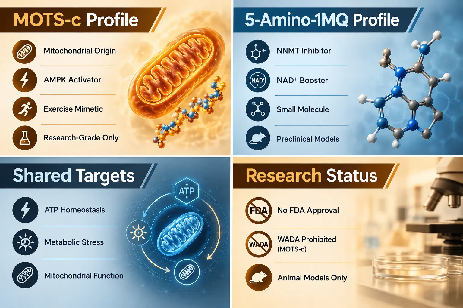 Peptides and Polypeptides in Mitochondrial Research: Combining MOTS-c and 5-Amino-1MQ as Experimental Tools