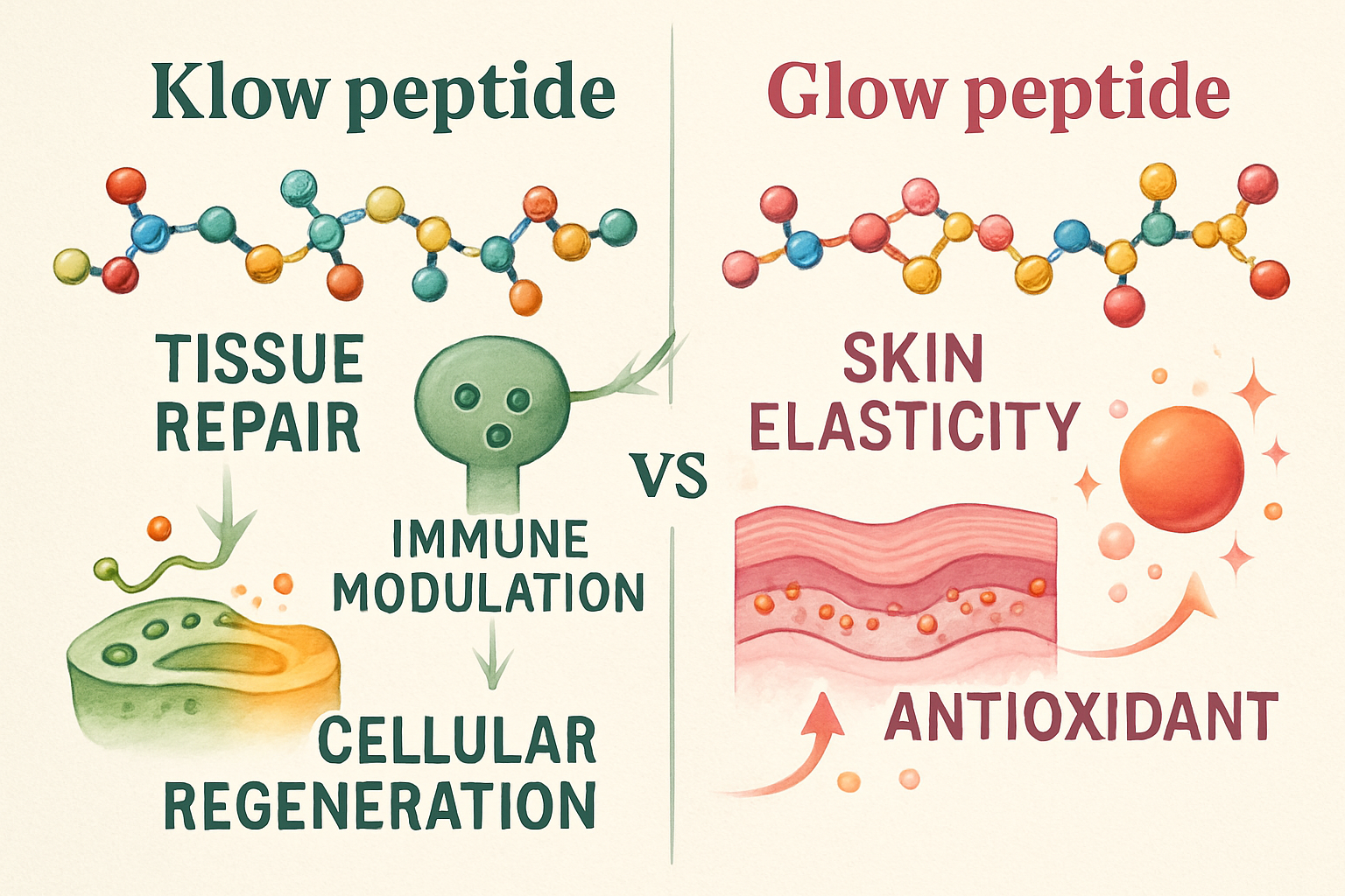 An intricate visual comparison infographic (1536x1024) illustrating the distinct molecular structures and proposed mechanisms of action for 