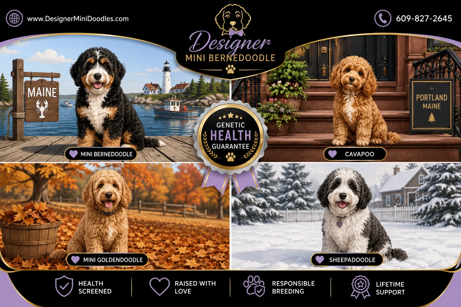mini bernedoodle puppies Maine