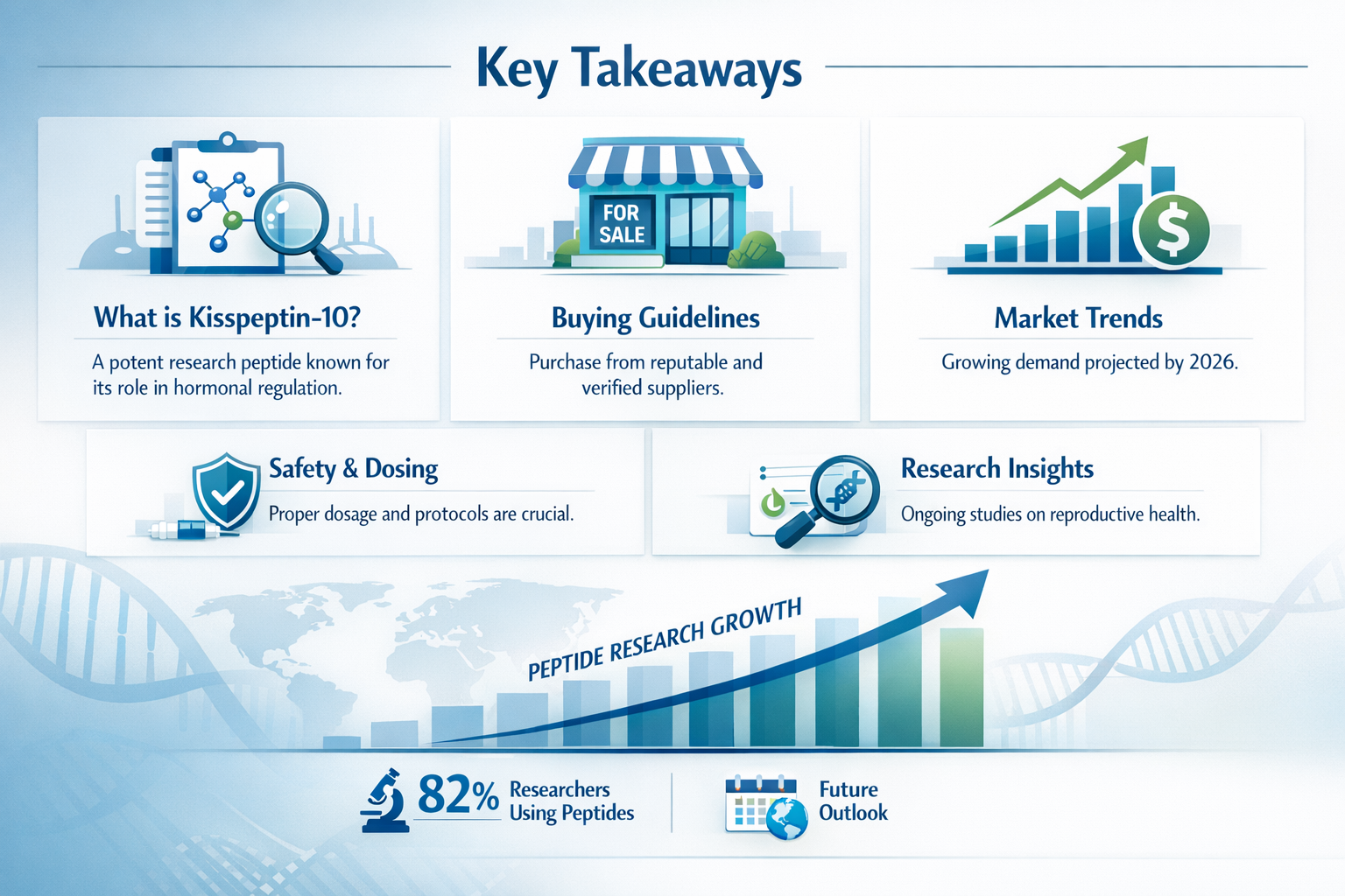 Professional landscape infographic (1536x1024) for article "Kisspeptin-10 For Sale: The Complete Research Peptide Guide for 2026", section: 