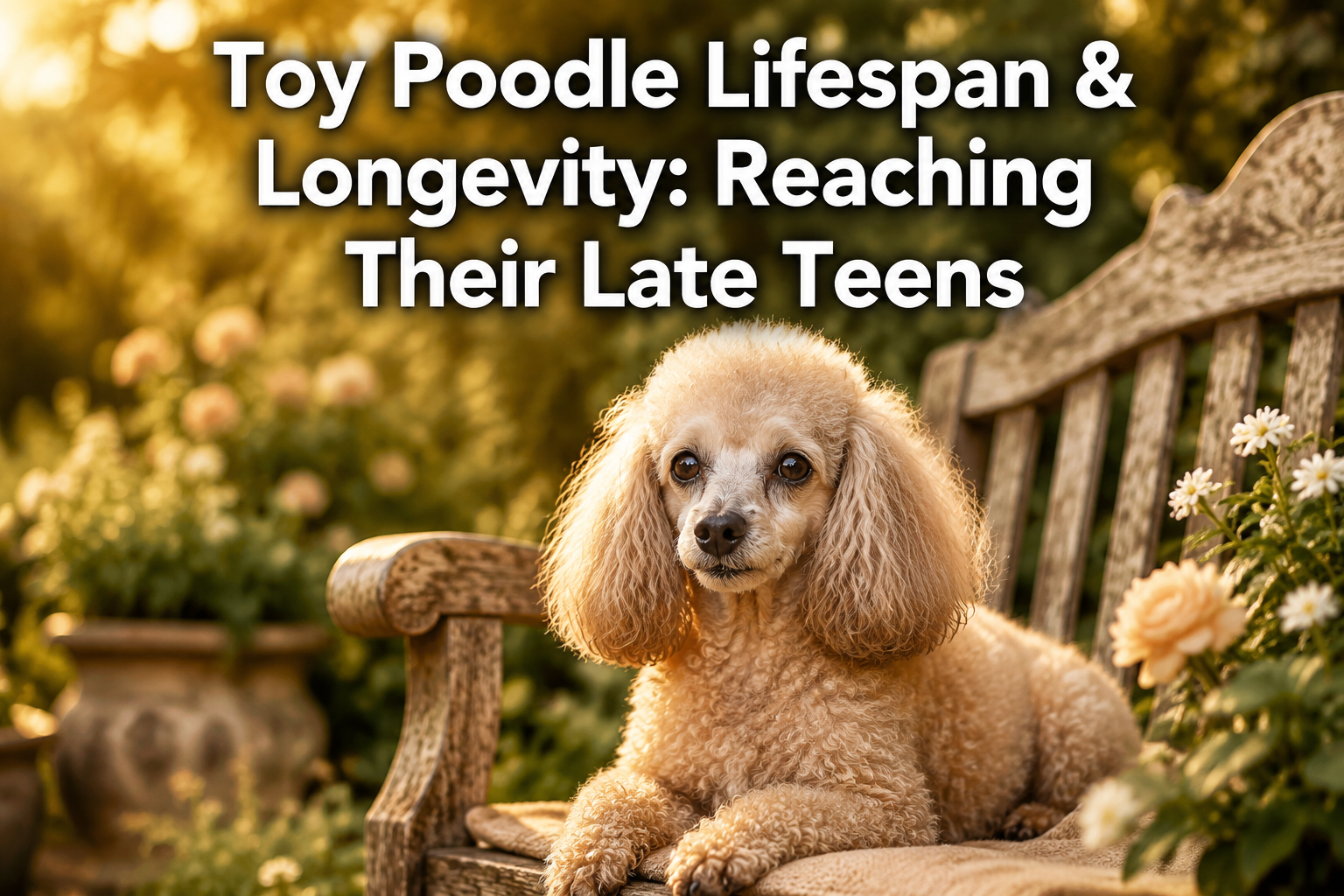 Professional () hero image featuring 'Toy Poodle Lifespan & Longevity: Reaching Their Late Teens' in extra large white with