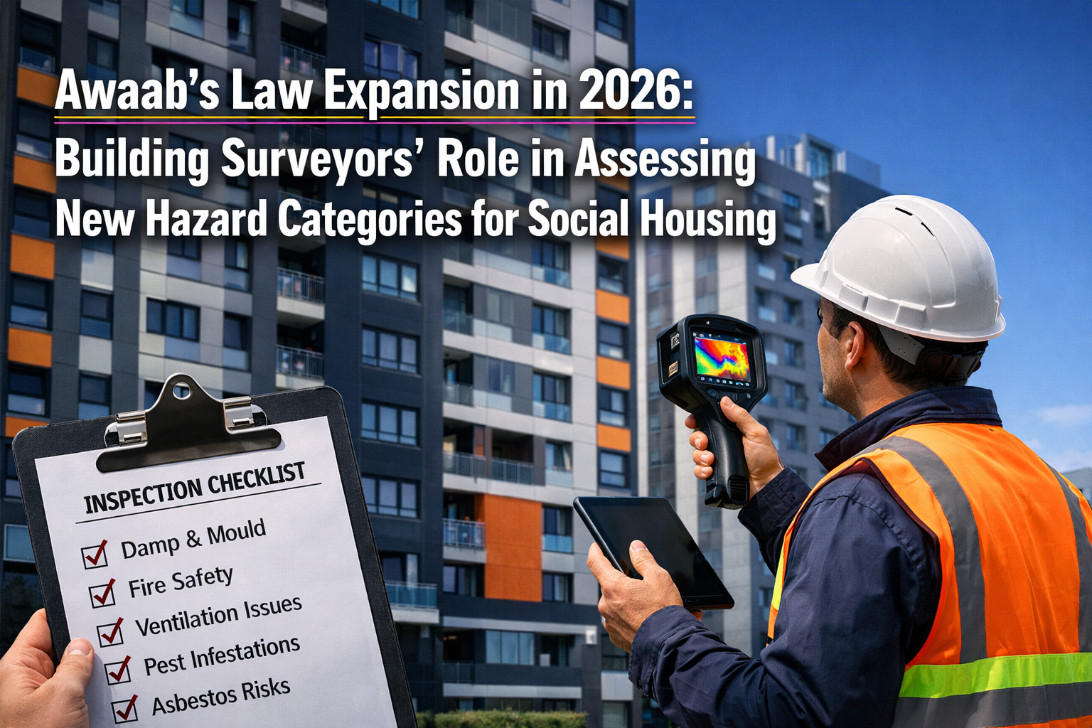 Professional () hero image with 'Awaab's Law Expansion in 2026: Building Surveyors' Role in Assessing New Hazard Categories