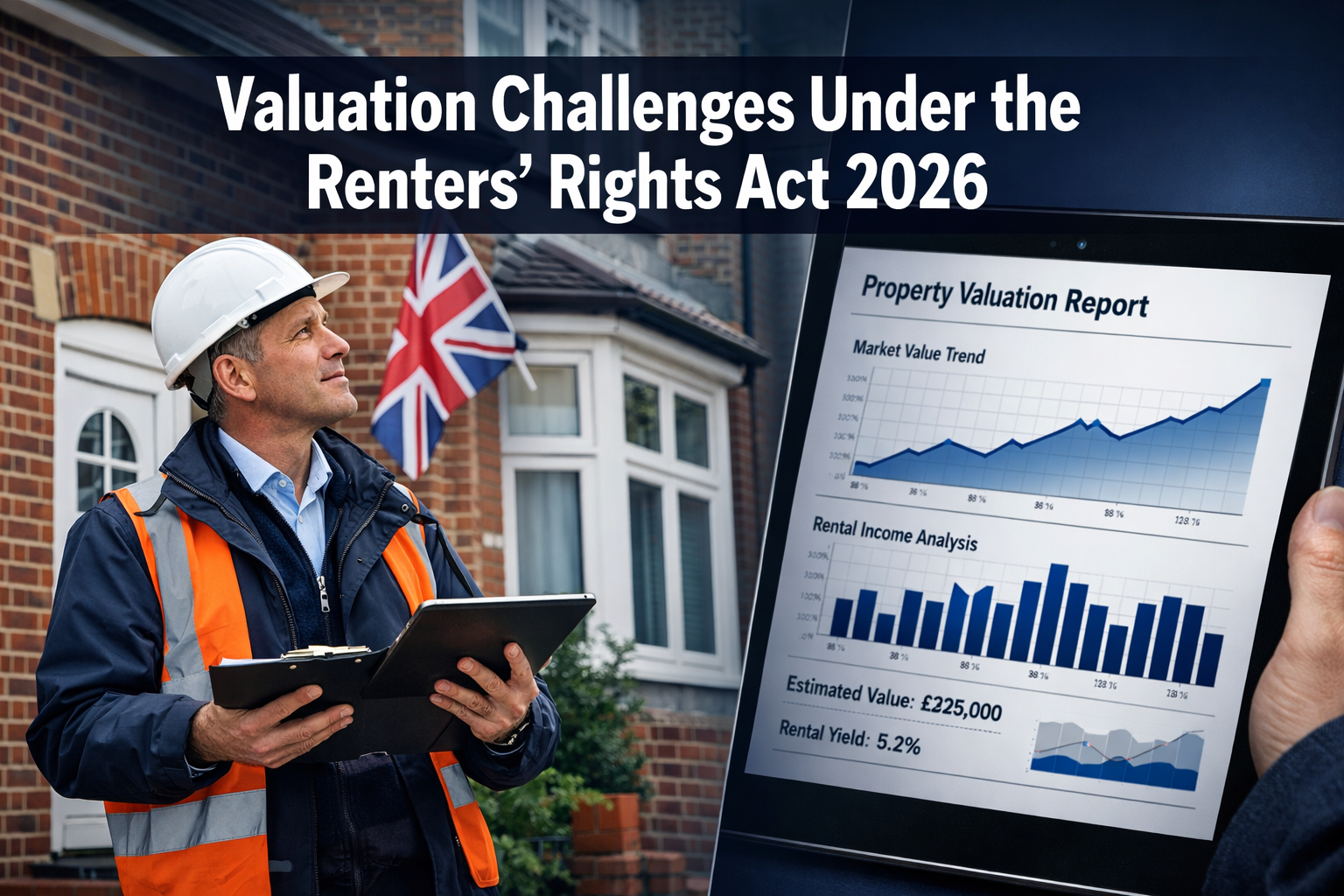Professional () hero image featuring 'Valuation Challenges Under the Renters' Rights Act 2026' in extra large white with