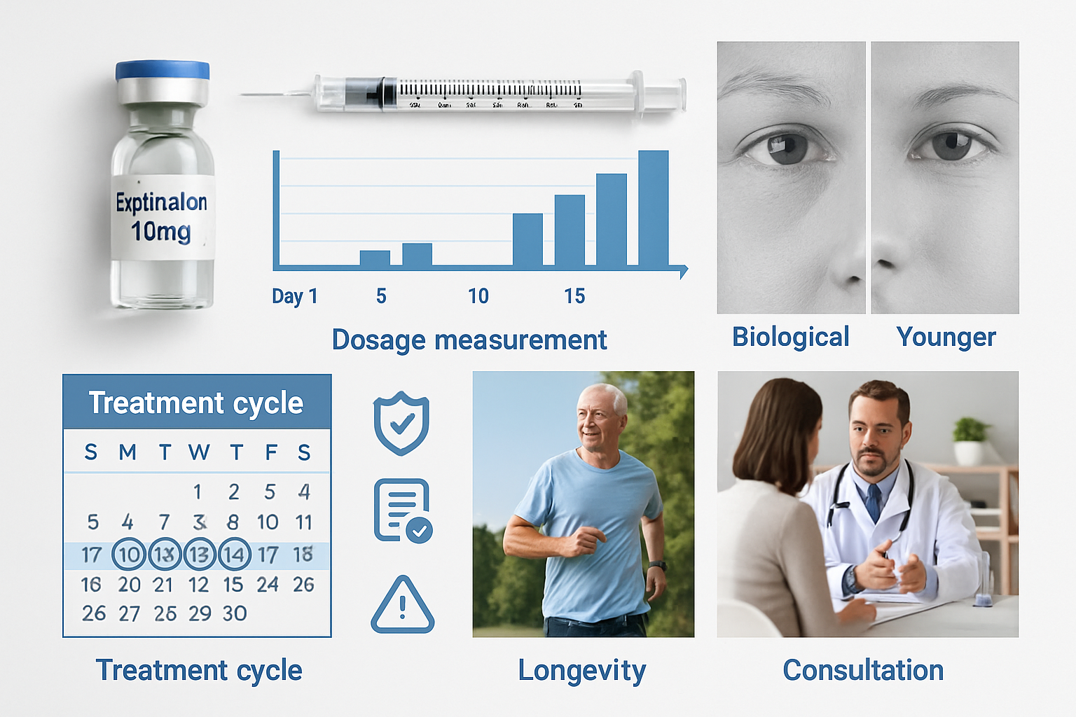 Professional lifestyle composition (1536x1024) depicting epithalon peptide benefits and usage, showing sterile medical vial with clear solut